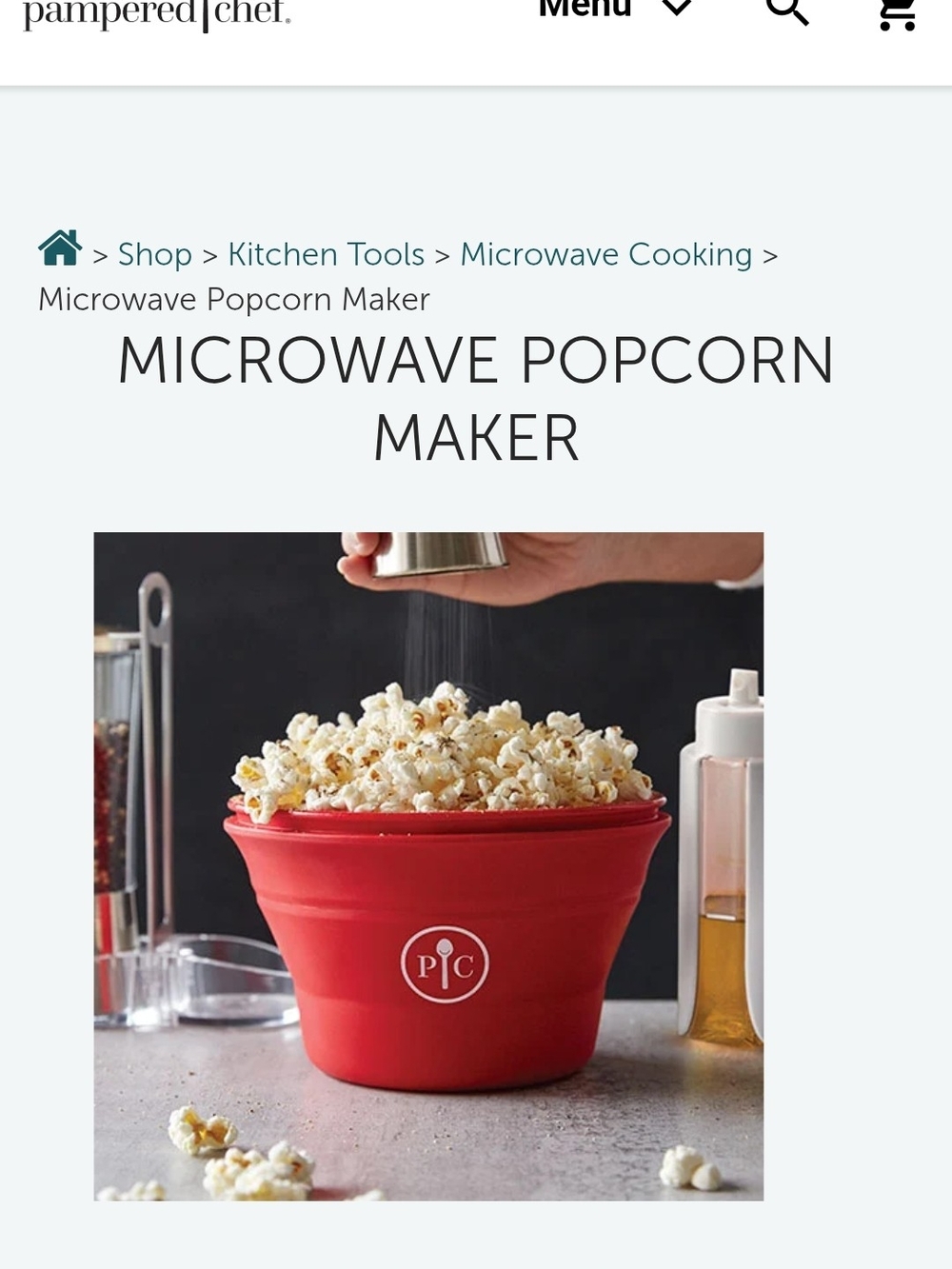 Pampered Chef Red Collapsible Microwave Popcorn Bowl